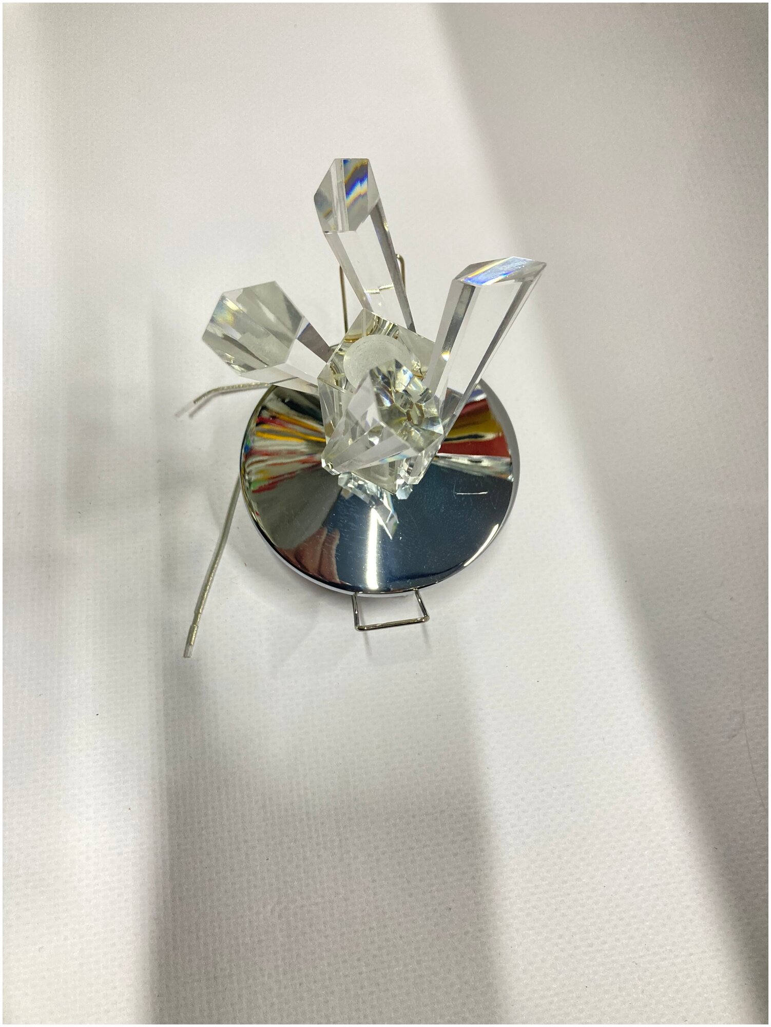 Светильник встраиваемый потолочный с ограненным стеклом ,кристалл,хром.GU4 - фотография № 1