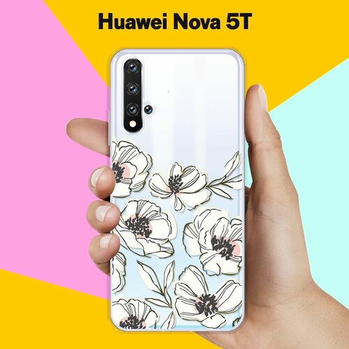 Силиконовый чехол Цветы на Huawei Nova 5T силиконовый чехол цветы розовые на huawei nova 5t