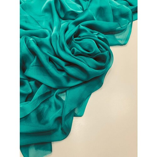 Шелк шифон бирюзово малахитовый 100% silk. ш. 140 см. Компаньон SSGL250123-1.240