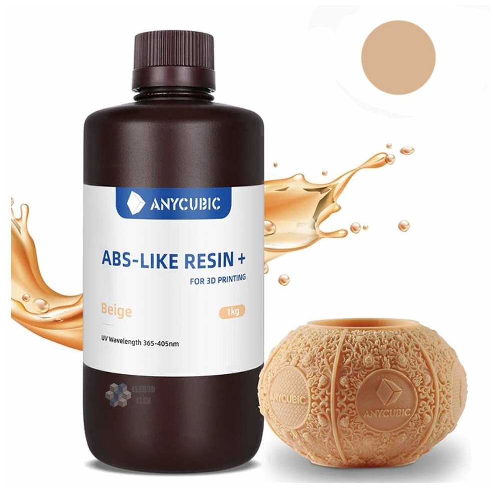 Фотополимерная смола Anycubic ABS+ LIKE Resin + UV Resin для 3D принтера 405нм Бежевый 1 литр