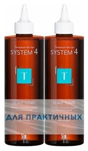 Sim Sensitive Система 4 Набор для роста волос Тоник Т для нормальной и жирной кожи головы несмываемый 500мл 2шт