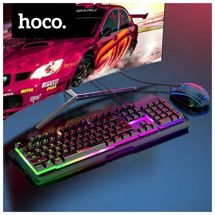 Комплект игровой HOCO DL16 проводной клавиатура+мышь с подсветкой RGB (черный) английская раскладка