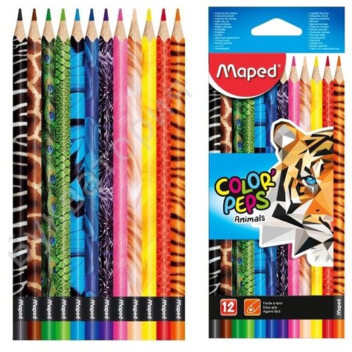 Карандаши цветные Maped Color'peps Animals 12 цветов трехгранные