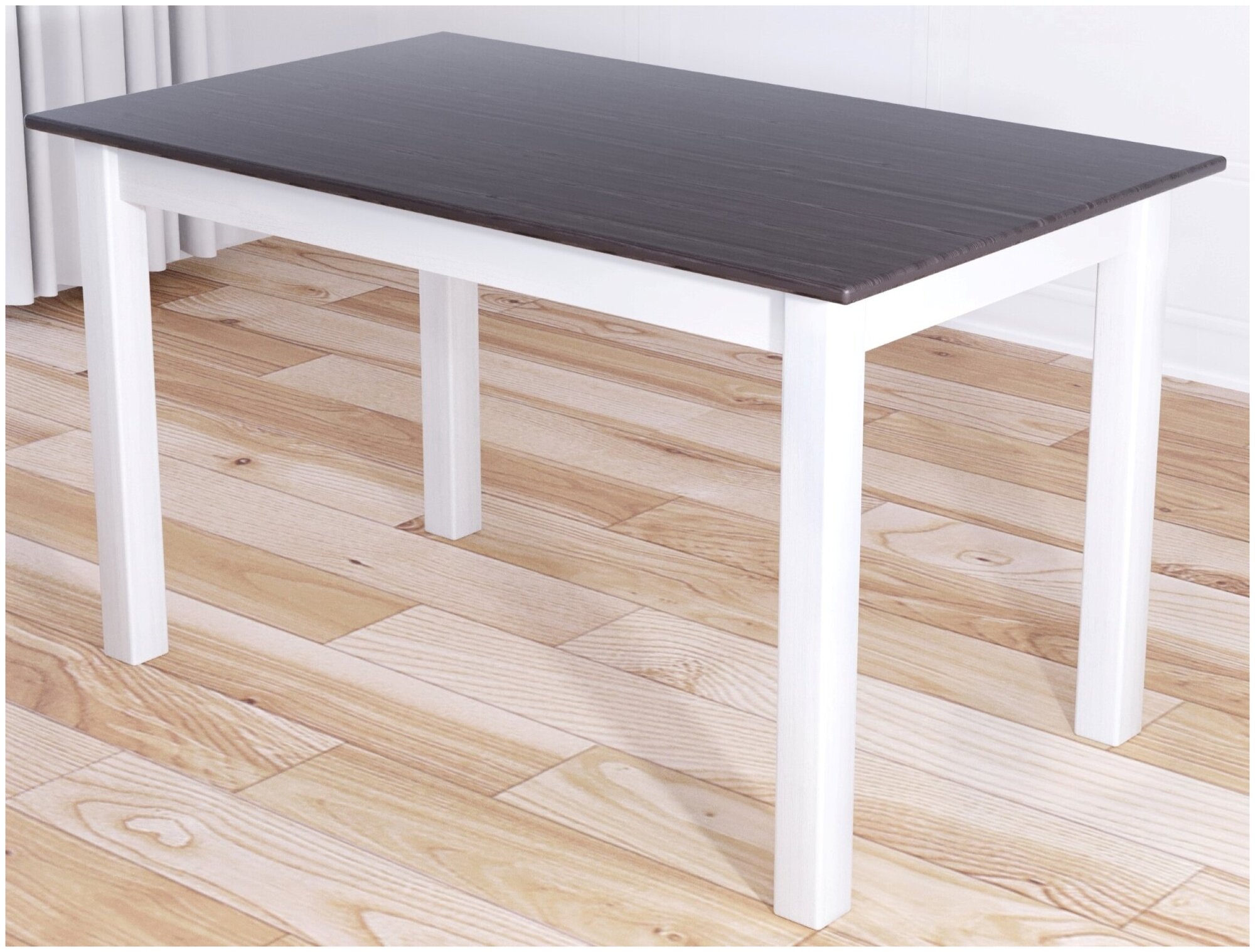 Стол кухонный Классика из массива сосны, столешница цвета венге 20 мм и белые ножки, 90х60х75 см