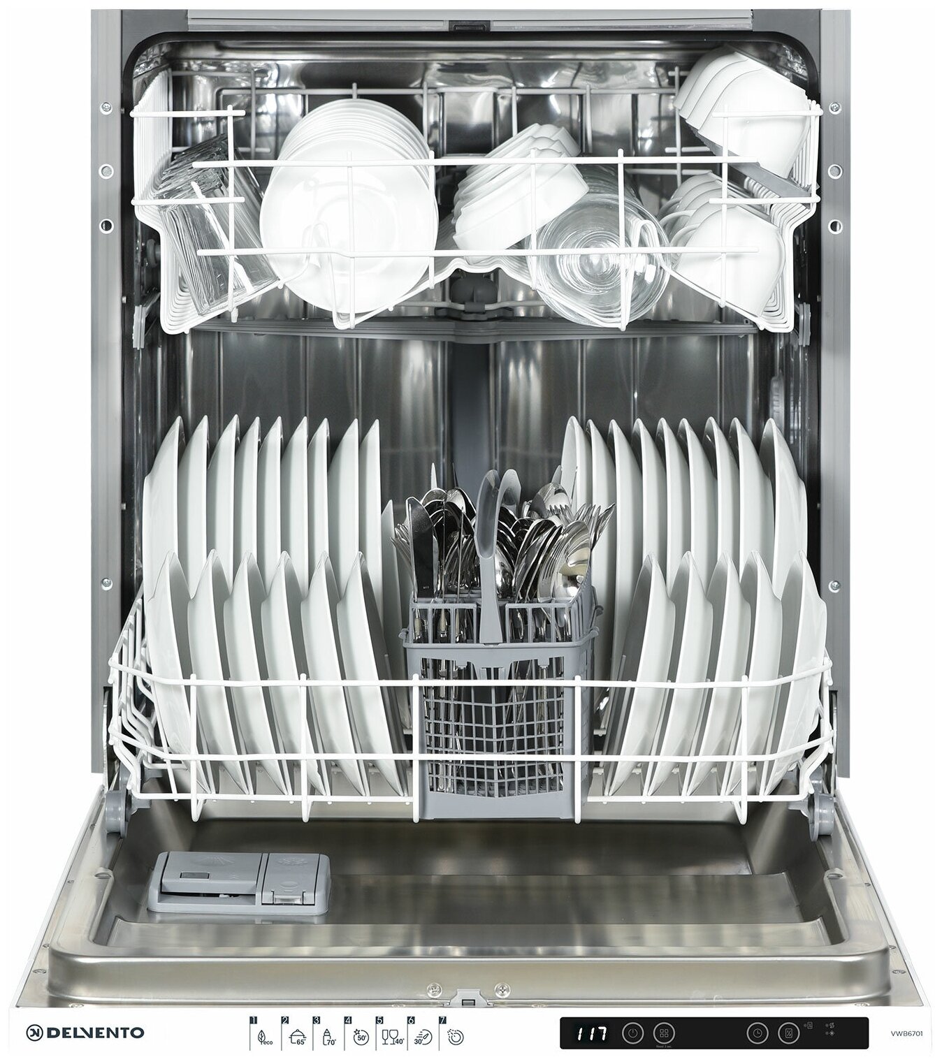 Встраиваемая посудомоечная машина DELVENTO VWB6701 60 см, белый - фотография № 6