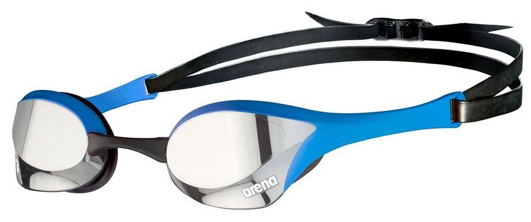 Очки для плавания Arena Cobra Ultra Swipe Mirror Professional, серебристо-синие , стартовые, не потеющие , зеркальные