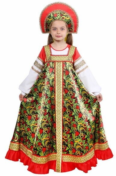 Русский народный костюм "Рябинушка" для девочки, р. 32, рост 122-128 см