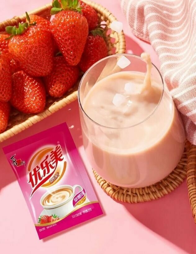 Молочный чай Milk Tea в пакетиках с клубничным вкусом 10 шт., 220г. - фотография № 2