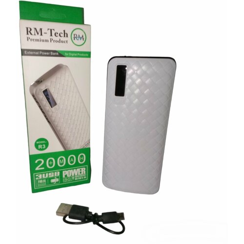 Power Bank 20000 mAh с фонариком белый Повер банк Портативный аккумулятор 98900₽