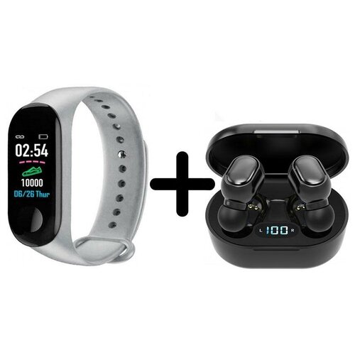 Умные часы BandRate Smart BRSM333PLBG-SET3 с беспроводными наушниками счетчиком калорий тонометром 121500₽