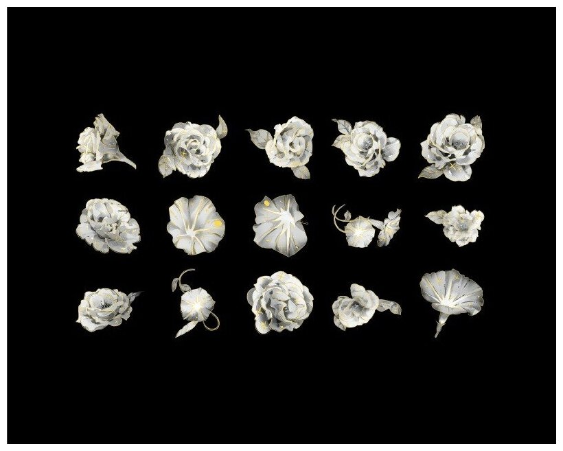Наклейки / стикеры / набор для скрапбукинга "Белые цветы. Лилии" 30шт