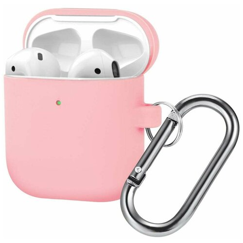 Чехол силиконовый с карабином Brosco для Apple AirPods 2 розовый чехол силиконовый с карабином для apple airpods 2 белый