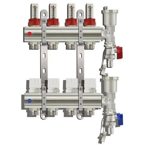 Коллекторная группа из латуни, в комплекте воздухоотводчики и расходомеры KC004