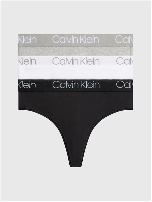 Комплект трусов  слипы CALVIN KLEIN, завышенная посадка, размер M, мультиколор, 3 шт.