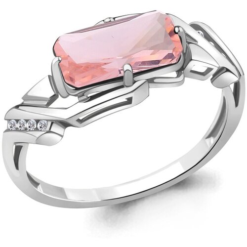 фото Серебряное кольцо aquamarine а6913590а с фианитом и морганитом, размер 19 diamant-online