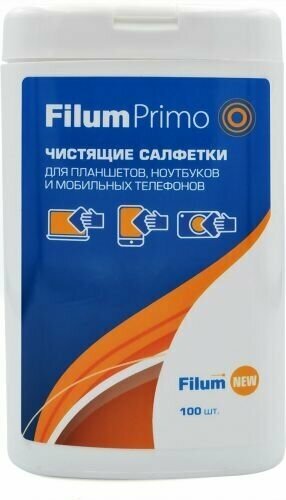 Салфетки Filum Primo CLN-T1005 для планшетов, ноутбуков и мобильных телефонов, 100 шт