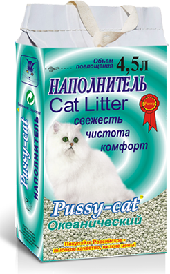 Наполнители Pussy-cat Океанический Наполнитель впитывающий 4,5л*2,8кг (зеленый)