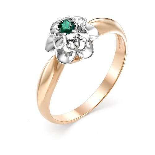 кольцо с 3 опалами из красного золота Кольцо Master Brilliant, красное, комбинированное золото, 585 проба, изумруд, размер 19, зеленый