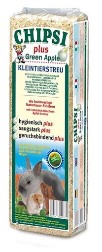 Наполнитель Chipsi Plus Green Apple для грызунов 15л*1кг Опилки древесные ароматизированные - фотография № 3