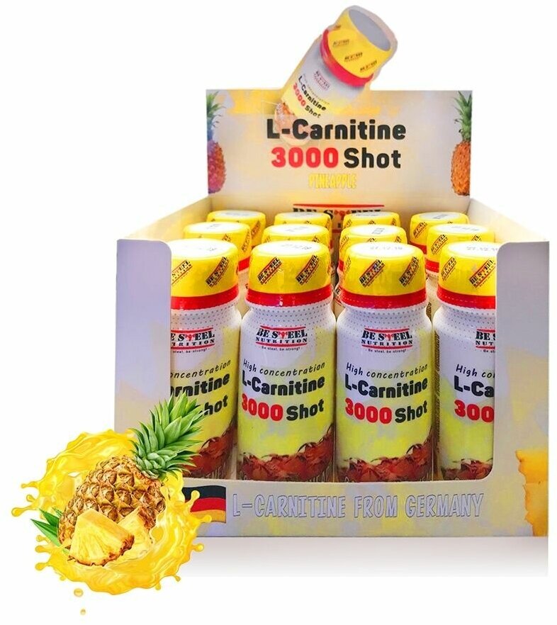 Л-карнитин L-Carnitine 3000 мг 12шот*60мл (ананас)