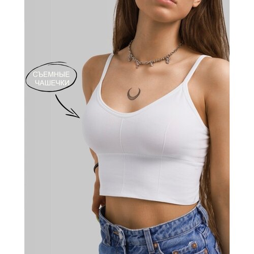 фото Топ бра женский с чашечками базовый, спортивный белый нет бренда