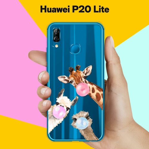 Силиконовый чехол на Huawei P20 Lite Лама, жираф, страус / для Хуавей П20 Лайт силиконовый чехол лама жираф и страус на huawei p20 lite