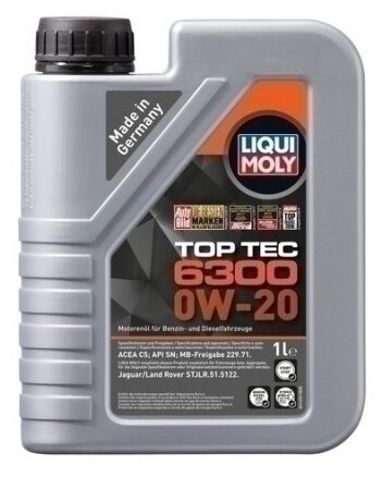 Масло моторн 0w20 liqui moly 1л нс-синтетика top tec 6300 sn/c5 mb: 229.71, liqui moly, 21216