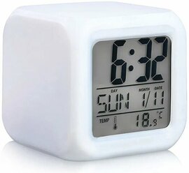 Часы-будильник метеостанция с переливающейся подсветкой "Хамелеон"