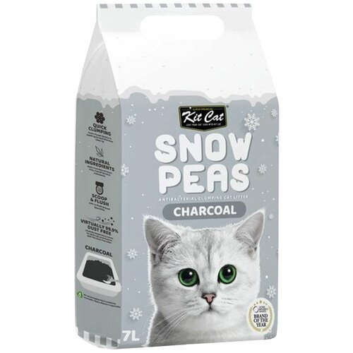 Kit Cat Snow Peas наполнитель для туалета кошки биоразлагаемый на основе горохового шрота с акивированным углем - 7 л