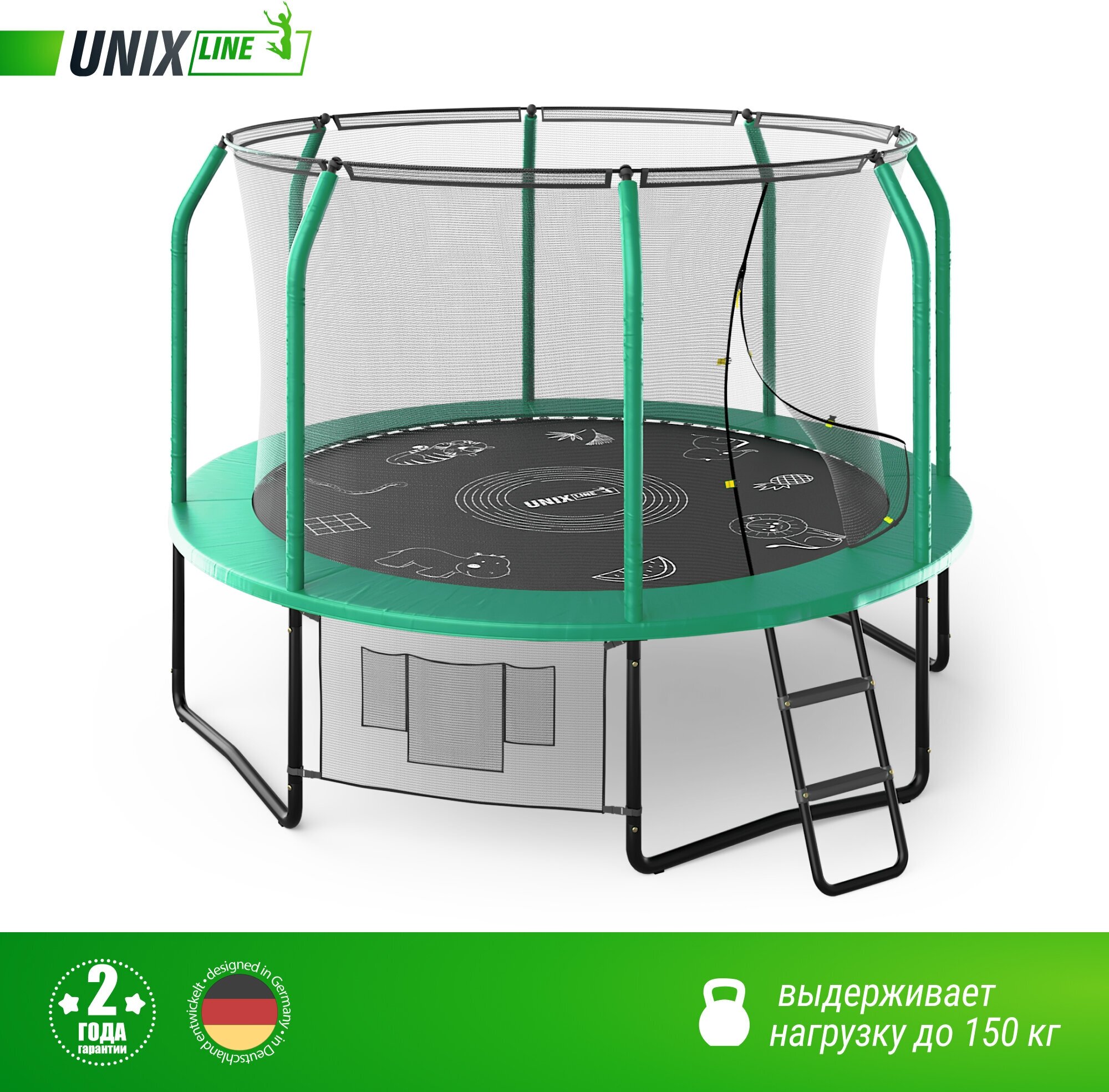 Батут Unix Line Supreme Game 10 ft green