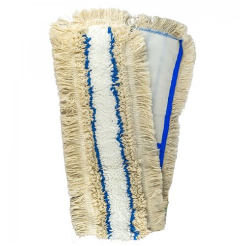 Насадка - МОП для швабры 1000х145мм плоская с карманами с синей полосой белая микрофибра HUNTER