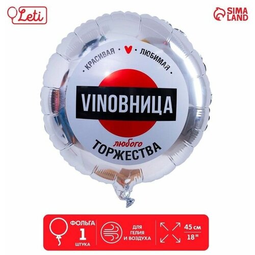 Воздушный шарик, фольгированный круг 18" "ВинОвница", цвет серебро