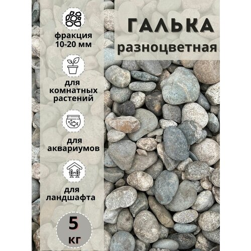 Галька разноцветная(пестрая) 10-20мм (5кг) Грунт для аквариума/террариума