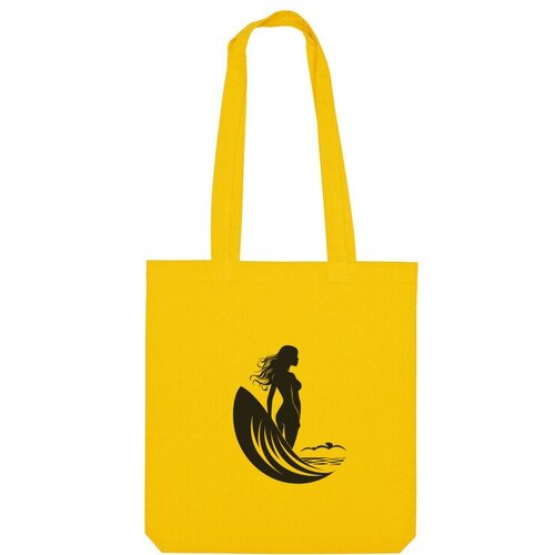 мужская футболка девушка сёрф серфинг лого xl желтый Сумка шоппер Us Basic, желтый
