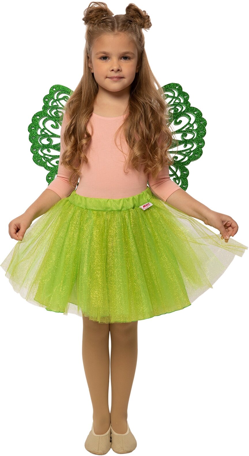 Детский карнавальный костюм для девочки Фея Флора Winx Club (крылья и юбка) на рост 116-122