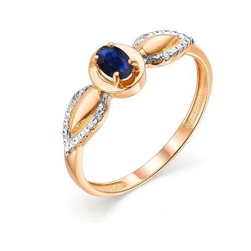 фото Алькор кольцо с сапфиром и бриллиантами из красного золота 13544-102, размер 16.5
