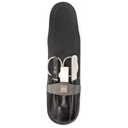 Erbe 9109ER Маникюрный набор erbe, 4пр. футляр: натур. кожа, цвет черный/серый