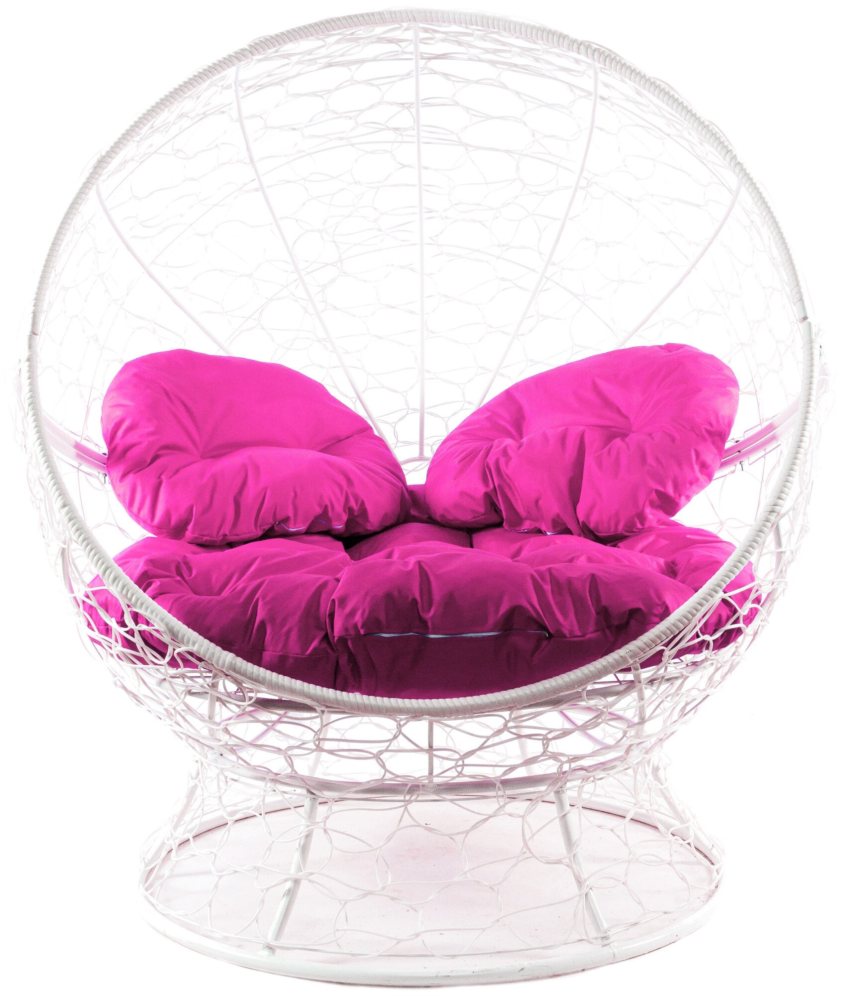 Кресло белое M-Group Апельсин ротанг, 11520108 розовая подушка - фотография № 1