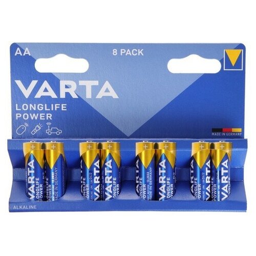 Батарейка алкалиновая Varta LongLife Power, AA, LR6-8BL, 1.5В, блистер, 8 шт.