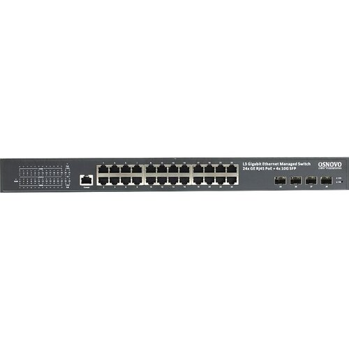 OSNOVO Коммутатор OSNOVO Гигабитный L3 PoE на 28 портов 24 101001000 Base-T PoE 410G SFP Uplink PoE на порт до 30W суммарно до 400W 9670000₽