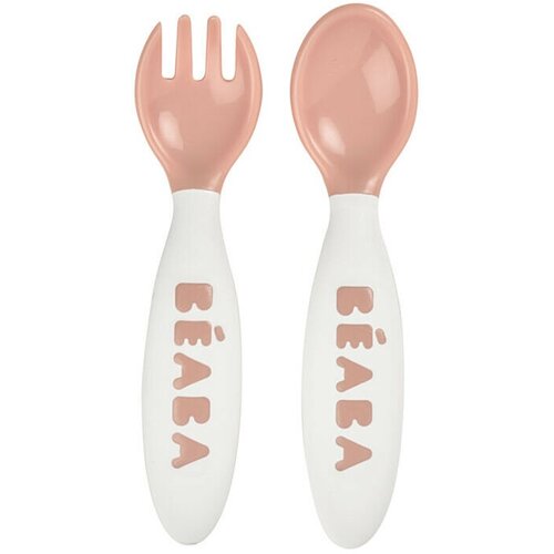 Beaba Эргономичные вилка+ложка Set of 2nd age fork, розовый