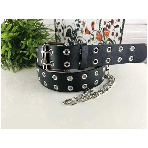 фото Ремень металл, для женщин, размер 110, длина 110 см., черный
