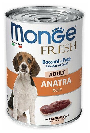 Monge Dog Fresh Chunks in Loaf консервы для собак мясной рулет из утки 400г