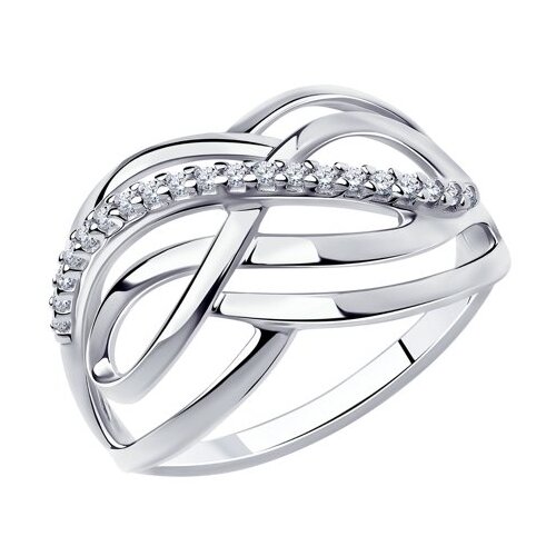 Кольцо Diamant, серебро, 925 проба, фианит, размер 18.5, белый кольцо из серебра 95010166 20 5