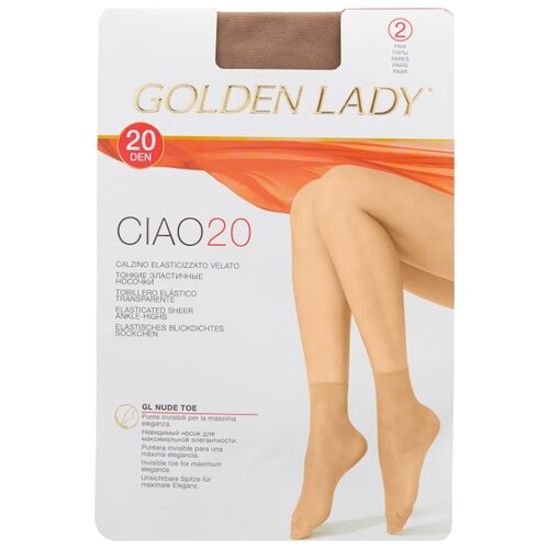 фото Капроновые носки golden lady ciao 20 den, 2 пары, размер 0 (one size), daino