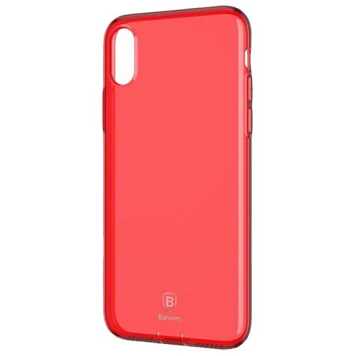 фото Чехол-накладка baseus simple series case (with pluggy) для apple iphone x transparent red