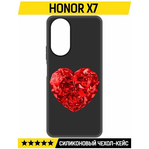 Чехол-накладка Krutoff Soft Case Рубиновое сердце для Honor X7 черный