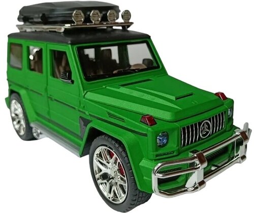 Коллекционная игровая модель Гелик Mercedes Gelendwagen с багажником дымом, свет, звук 1:24 (SH2407B) (Цвет: Зеленый)