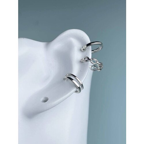 Комплект серег , бижутерный сплав, размер/диаметр 100 мм., серебряный