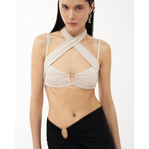 фото Кроп-топ sorelle, трикотаж, размер m, бежевый